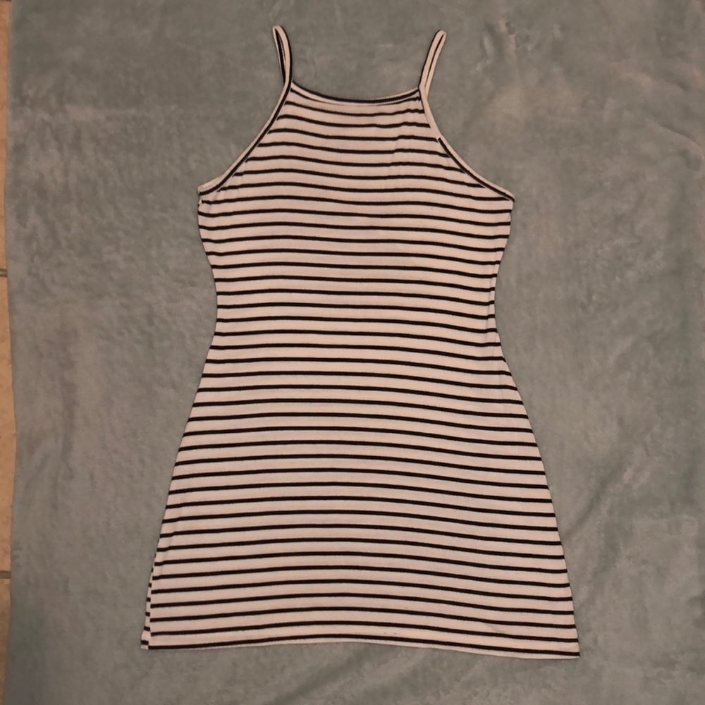 Black and white striped dress